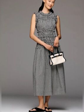 Sleeveless Black & White Gingham Maxi Dress